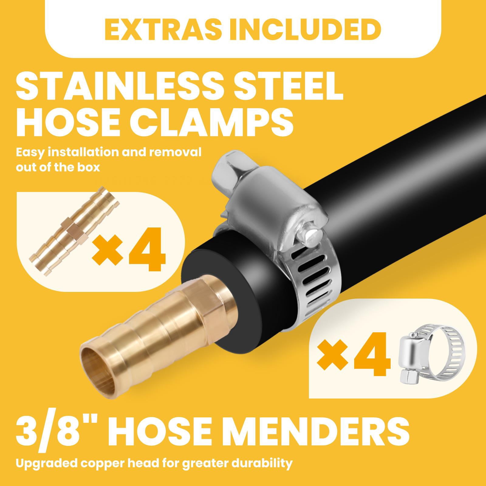 Self Sinking Weighted Air Hose, 3/8 Inch 100 Ft Pond Aeration Tubing with 4 Copper Menders and 4 Stainless Steel Clamps, Non-Clogging Interior Hose for Garden & Lake Water Circulation