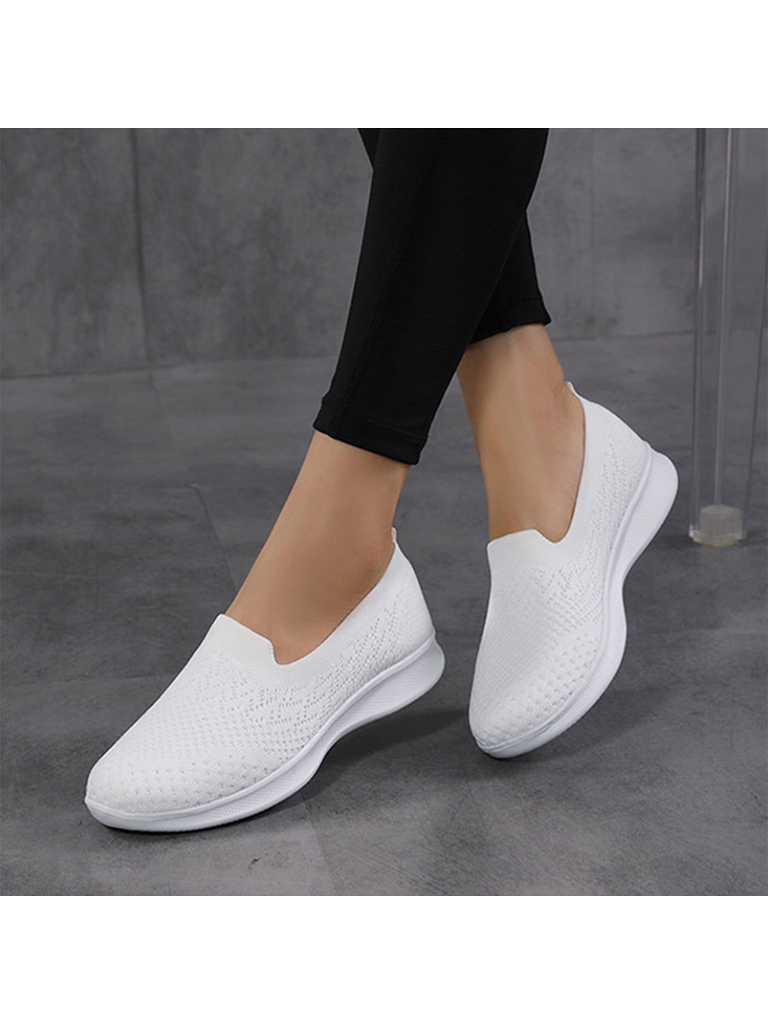 Fashion Ladies Slip On Glitter Breathable Mesh Sneaker Women Stretch Sports Shoe 