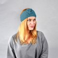 thumbnail image 2 of Ljudmp Women's Cable Knitted Turban Headband Flower Ear Warmer Head Wrap Hair Band With Button Blue, 2 of 4