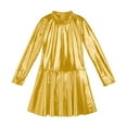 thumbnail image 4 of iixpin Girls Shinny Metallic Ice Skating Dress Dancewear Stage Performance Costume Kids Long Sleeve Gym Leotard Gold 6, 4 of 6