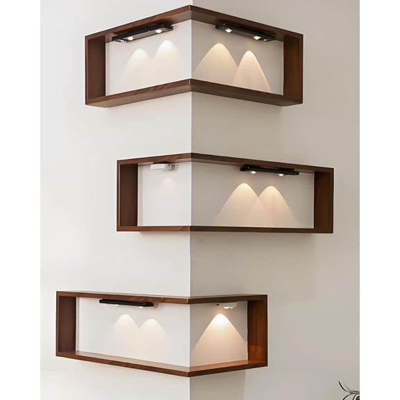 FYHALE Corner Wall Shelf with Light, 3pcs Illuminated Corner Shelves, Corner Shelf Display Stand with Led Lamp for Figurines, Smart Corner Shelves That Light Up Your Space