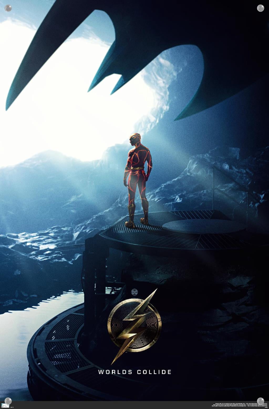 DC Comics Movie The Flash - Batcave One Sheet Wall Poster with Push Pins, 14.725" x 22.375"