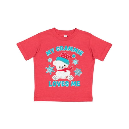 

Inktastic Polar Bear My Grammie Loves Me in Santa Hat with Snowflakes Gift Toddler Boy or Toddler Girl T-Shirt