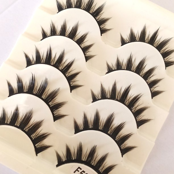 Natural Long Cosplay Makeup Cross Strip Pestañas postizas Black Eye Lashes y Cat Eye Lashes 5 pares Tan Jianjun unisex