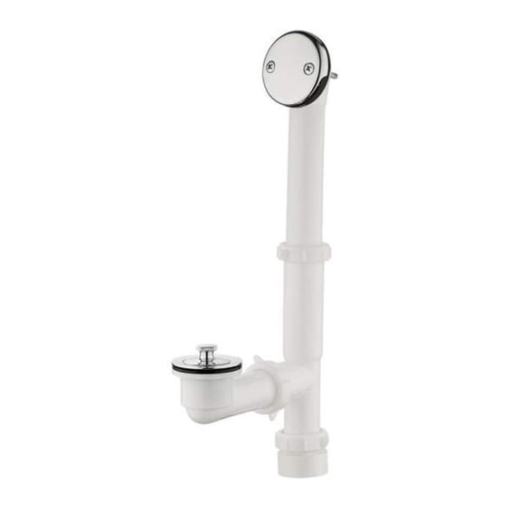Twist and Close 1-1/2 in. White Poly Pipe Bath Waste and Overflow Drain in Chrome