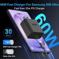 thumbnail image 5 of S26 Super Fast Charger USB C, 60W Type C Charger Fast Charging Android Phone Charger Block with 6FT USB C Chargers Fast Charging Cable Cord for Samsung Galaxy S26 Ultra/S26+/S26/S25Ultra/S25/S24/S23, 5 of 6