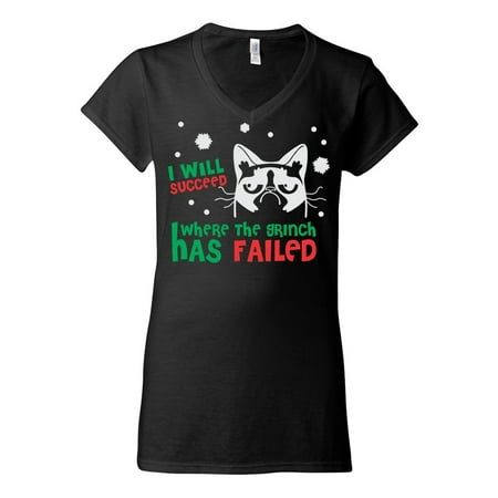 Grumpy Cat "I Will Succeed Where the Grinch has Failed" Ladies' Shirt