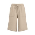 thumbnail image 7 of GUACER Bermuda Shorts for Women Solid Color Fashion Elastic Waisted Drawstring with Pockets Casual Shorts, 7 of 7