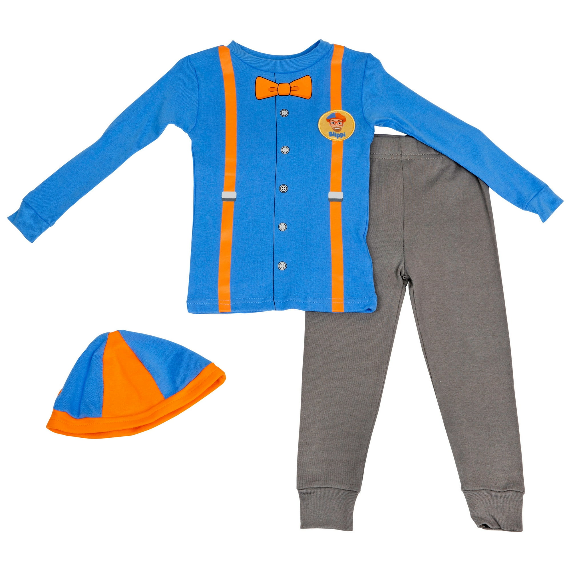 Blippi Character Costume Long Sleeve Pajama 3 Piece Set Toddler 2T Walmart