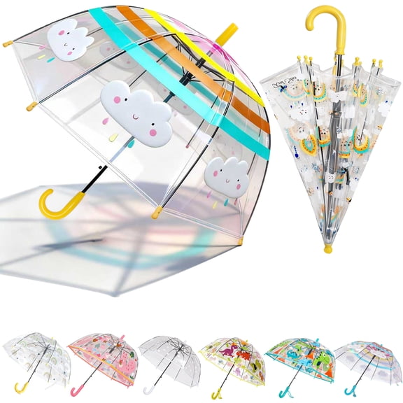 Kids Clear Bubble Umbrella for Girls & Boys, Toddler & Children Safe Windproof Umbrella for Outdoor Rainy Day, Small Durable Lightweight Kids Umbrella