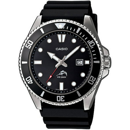 Men's Stainless Steel Dive-Style Watch, Black Resin
