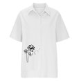 thumbnail image 3 of Women's Button Shirt Dandelion Print Short Sleeve Lapel Casual Loose Blouses, 3 of 3