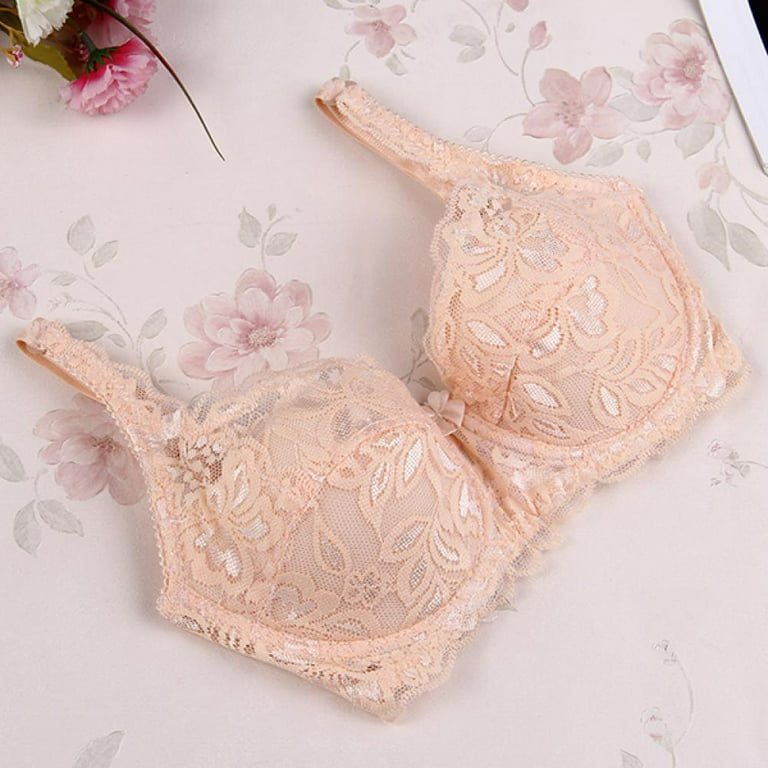 Push Up Bra for Women Demi Cup Padded Underwire Supportive Add Size Bras  Lace Everyday Comfort Padded Up Embroidery Lace Bra 32-40B
