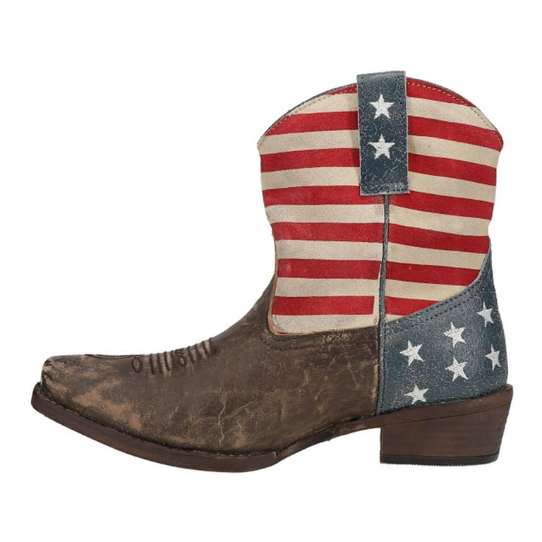 Roper Womens American Beauty Ii Patriotic Casual Boots Mid Calf Low Heel 1 2