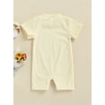 thumbnail image 4 of Franhais Baby Boy Girl Summer Jumpsuit Short Sleeve Round Neck Solid Color Ribbed Romper, 4 of 9
