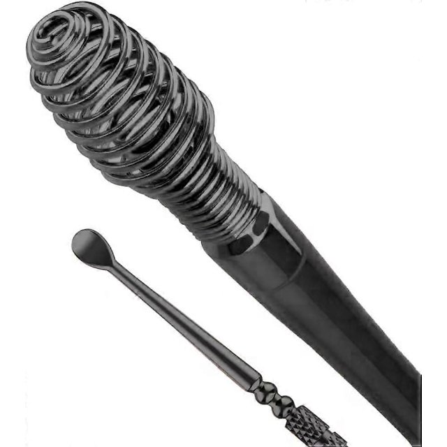 Spiral Ear Cleaner Earwax Removal Kit Metallic Ear Cleaner Double-Ended Spiral Scraper Black