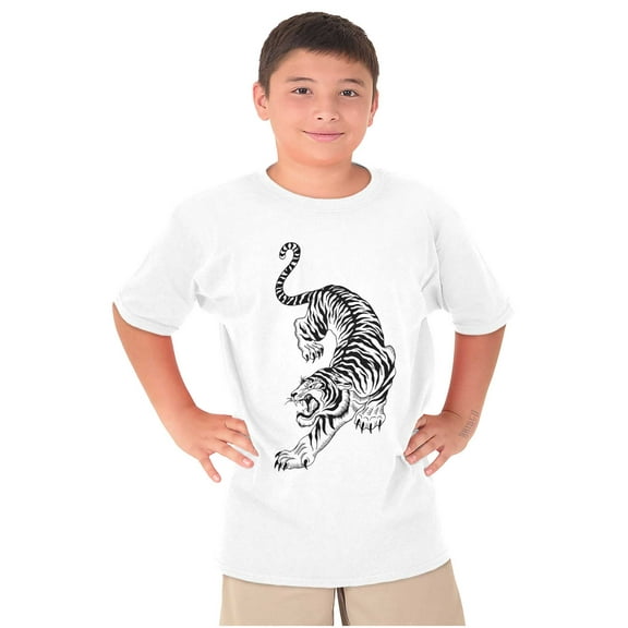 Classic Fierce Japanese Tiger Tattoo Crewneck T Shirts Boy Girl Teen Brisco Brands S