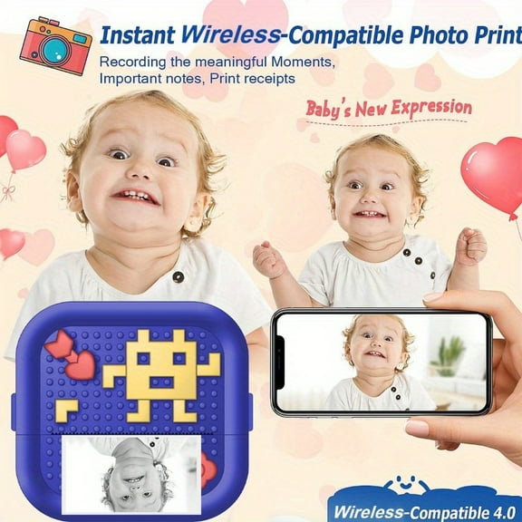 Mini Printer - Portable Thermal Printer for Notes, Journal, Memo, Photo, Study with 1 Rolls Paper - Compact, Rechargeable, and Easy to Use