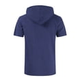 thumbnail image 5 of AHTJRT Men's Casual Short Sleeve Hooded T Shirt Stylish Comfortable Unique Lace Up Front Dual Chest Pockets Lightweight Soft Material Wear Tees Navy L, 5 of 7