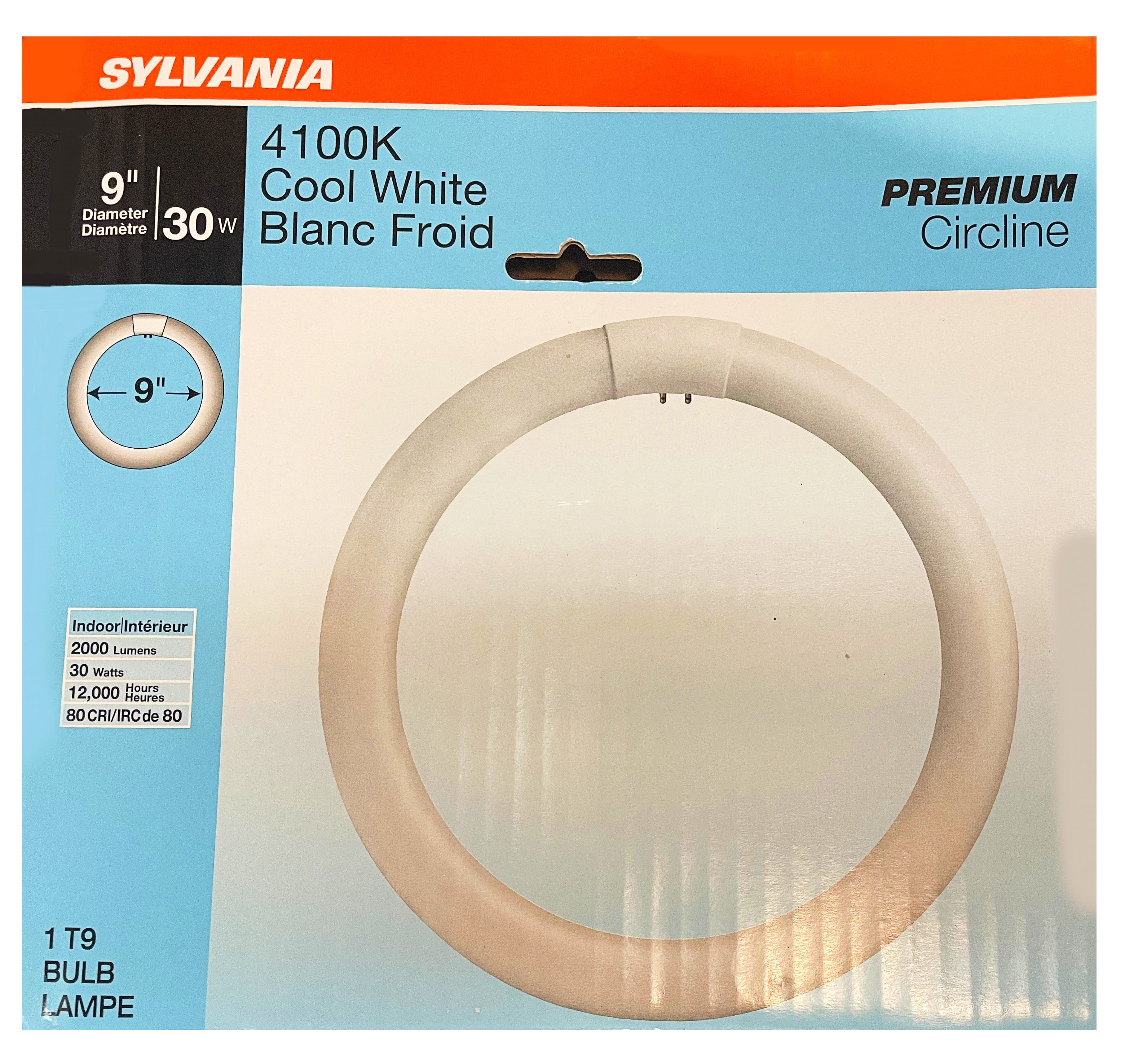 (case of 6) Sylvania 23520 Cool White Premium Circline Fluorescent T9 Circle 9 inch diameter, 30 watts, 4100K, 2000 lumens, 80 CRI fluorescent light (case of 6) Sylvania 23520 Cool White Premium Circline Fluorescent T9 Circle 9 inch diameter, 30 watts, 4100K, 2000 lumens, 80 CRI fluorescent light