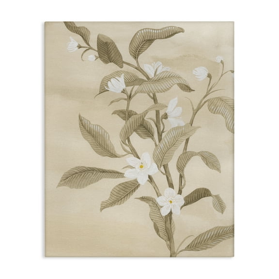 Stupell Industries Neutral White Daffodils Plants & Flowers Painting Wrapped Canvas Art Print Wall Art, 16 x 20