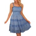 thumbnail image 1 of Vestido miswek para mujer 2025, estampado floral, cuello cuadrado, azul, XS, 1 of 6