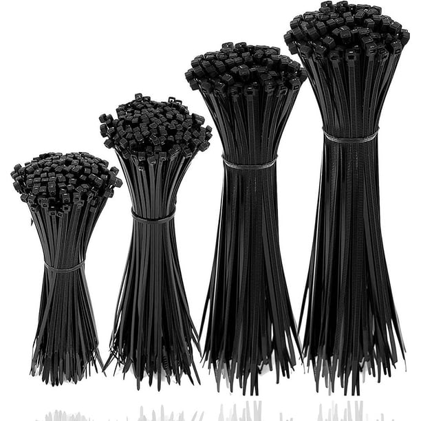 Bridas para cables de alta resistencia, correas ajustables con autobloqueo para gestión de cables de nailon negro, resistencia industrial, resistentes al calor y a los rayos UV, 500 unidades con