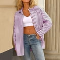 thumbnail image 2 of GERsome Womens Button Down Shirts Striped Long Sleeve Collared Casual Work Blouses Summer Tops with Pocket,Purple,Size 3XL, 2 of 7