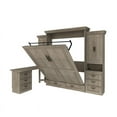RoomAndLoft Queen Wood Murphy Wall Bed & 2 Shelf Storage Units in Gray