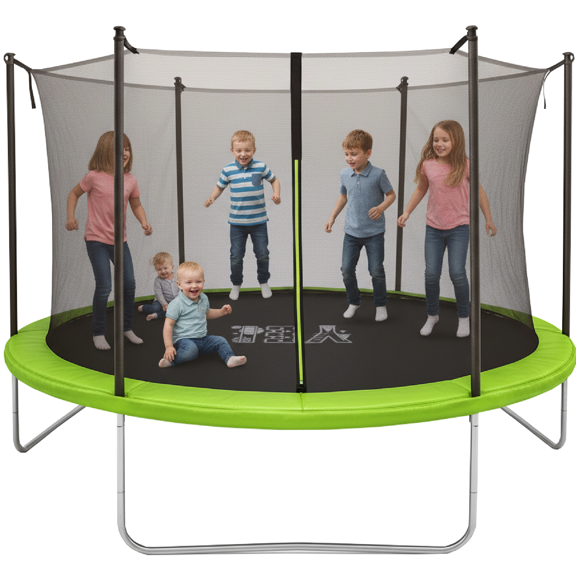 Trampolín para Niños 10 Ft ( 305 cm)  YEI Verde, Estructura de Acero Reforzado con Red de Seguridad