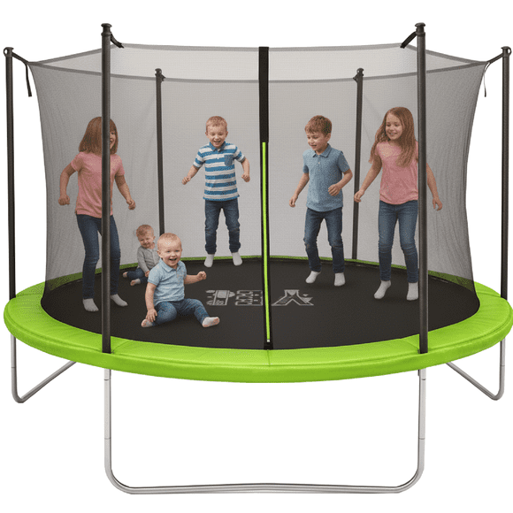 Trampolín para Niños 10 Ft ( 305 cm)  YEI Verde, Estructura de Acero Reforzado con Red de Seguridad