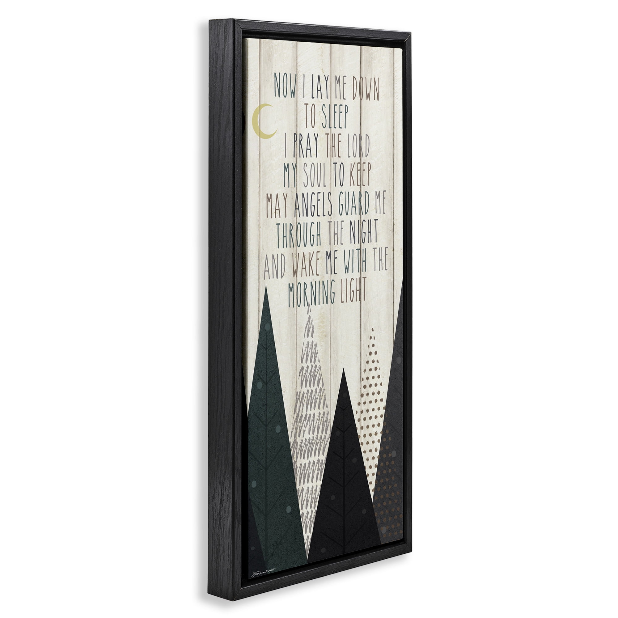 Stupell Industries Bedtime Forest Poem Art for Kids Painting Black Floater Framed Canvas Art Print Wall Art, 11 x 25