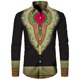 thumbnail image 4 of Camisas con cuello vuelto y botones con estampado dashiki africano para hombre, blusas casuales de manga larga, ropa de calle de estilo étnico, camisa, 4 of 5