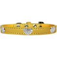thumbnail image 1 of Croc Crystal Heart Dog Collar Yellow Size 20, 1 of 1