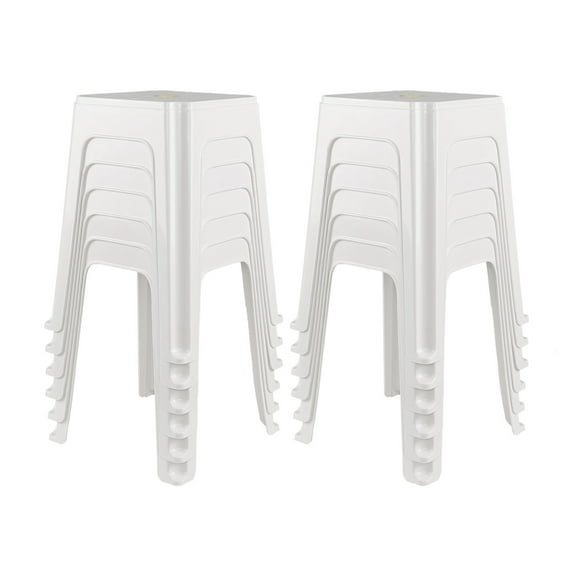 Utiao 12-Pack Plastic Stackable Stools, Square Plastic Stool Chair, White