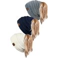 thumbnail image 1 of HSHDLDF Ponytail Messy Bun BeanieTail Women's Beanie Solid Ribbed Hat Cap, 1 of 7