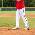 thumbnail image 5 of Baseball Express Men's Triple Play Open Bottom Baseball Pants, Adjustable Length, Piped Adult Game Pant With Elastic Waistband and Double Knee, YKK Zipper, White/Black, Large, 5 of 5