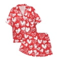 thumbnail image 1 of SXcggal One Two Piece Pajama Set With Short Sleeve Shorts Printed On Valentine's Day For Girls Basic Warm Kids Pajama Set, 1 of 4