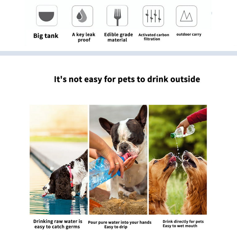 Dog Water Bottle, Multifunctional Dog Water Cup, Portable Drinking Bottle  For Dogs And Cats, Pet Travel Water Drink Bottle, 300 ML Water Cup(With  Filter) 