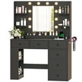 thumbnail image 4 of Zimtown Makeup Vanity Desk, Vanity Desk with Mirror & 6 Drawers, Large Dressing Table with Adjustable Lights & Side Rack, Black, 4 of 8