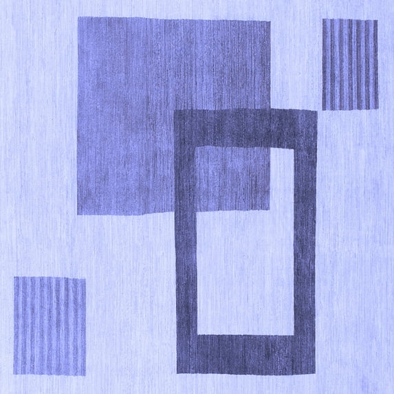 Ahgly Company Machine Washable Indoor Square Solid Blue Modern Area Rugs, 7' Square