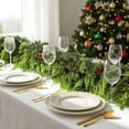 thumbnail image 4 of Guvpev 2Pcs Artificial Christmas Cedar Garland, 6FT Realistic Green Faux Greenery Garland for Indoor Outdoor Xmas Decorations, Winter Cedar Pine Needles Garland for Home, Mantel, Fireplace, Holiday, 4 of 7
