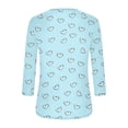 thumbnail image 6 of Womens Slim Fit T-shirts 3/4 Sleeve Crewneck Plus Size Y2k Crop Tops Graphic Base Tee Shirt S-3X Casual Spring (S, Light Blue|Hearts), 6 of 7