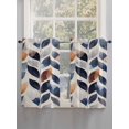 thumbnail image 3 of Kitchen Curtains 45 Inches length, Navy Blue Burnt Orange Window Treatment Curtain Drapes, Botanical Palm Leaf Abstract Lightweight Window Panels for Living Room Bedroom, 52"x45", 2 Panels, 3 of 7