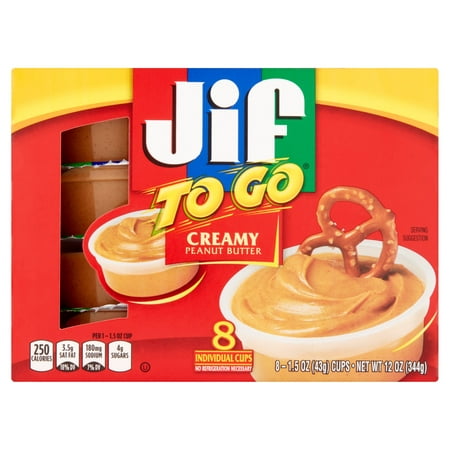 (24 Cups) Jif To Go Creamy Peanut Butter, 1.5 oz (Peanut Butter Best Time To Eat)