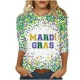 thumbnail image 2 of Qetyuw 3/4 Sleeve Shirt for Women Mardi Gras Shirts for Women Casual Holiday Crew Neck Tshirt Carnival Party Tee Shirt, 2 of 5