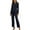 Navy, variant on Suit Sets Women 2 Piece Outfits Business Casual Matching Clothes Long Sleeve Lapel Collar Dress Shirt with Pockets formal Suit Trousers Breathable Wide Leg Pants Ladies Office Workwear