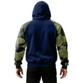 thumbnail image 4 of Men's Pullover Hoodie with Camouflage Print Raglan Sleeves and Adjustable Drawstring Hood Casual Fit Sweatshirt Top Dark Blue L, 4 of 5