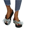 thumbnail image 3 of asdoklhq Slippers for Women Indoor and Outdoor,Sandals Women Slope Heel Open Toe Bow-Knot Slippers Comfy Beach Shoes Flip Flop, 3 of 9