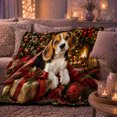 thumbnail image 6 of Beagle Dog Christmas Box By Lit Fireplace Holiday, Festive Pet Portrait Pattern, Warm Flannel Blanket for Living Room and Bedroom, Dog Lovers Christmas Gift, Pet Lover Home Decor, 6 of 9